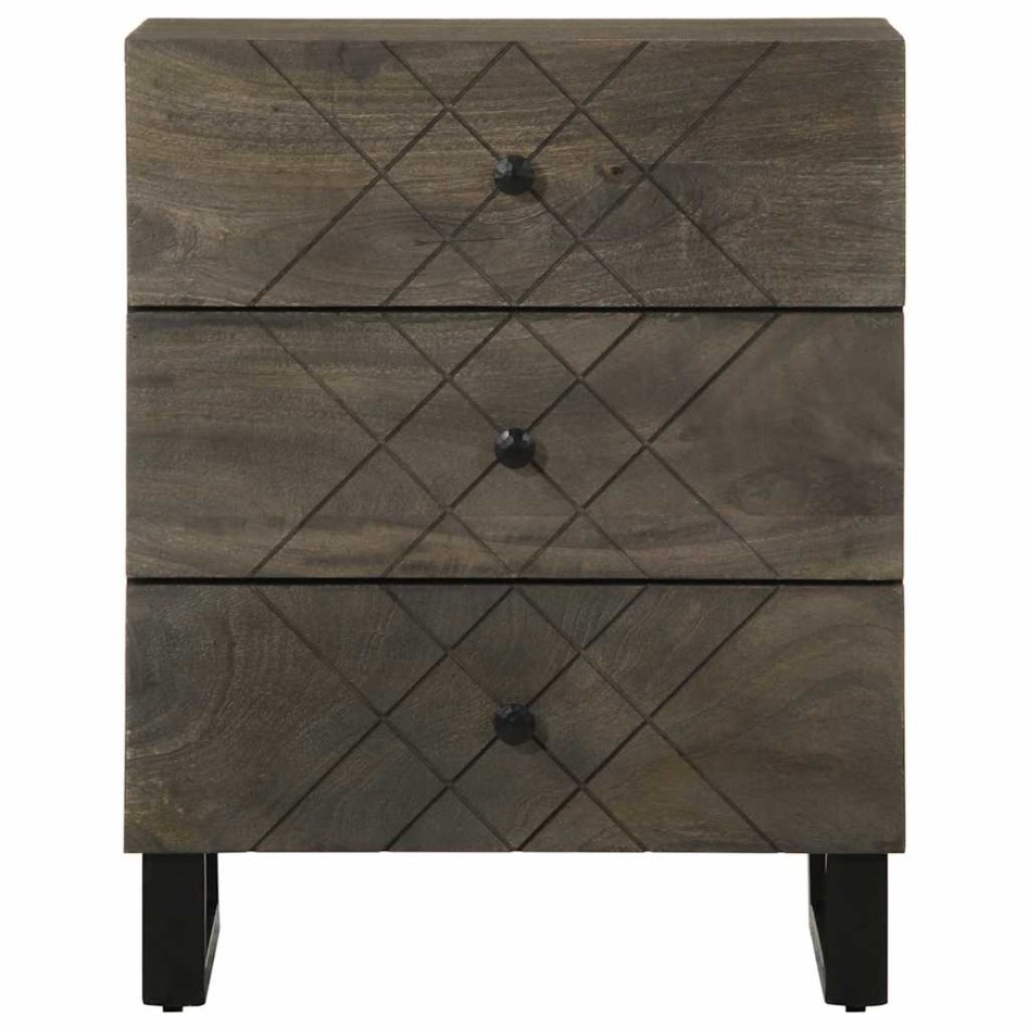 Mesilla de noche negra 50x33x62 cm madera maciza