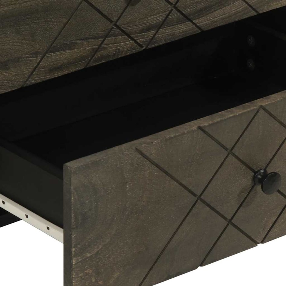 Mesilla de noche negra 50x33x62 cm madera maciza