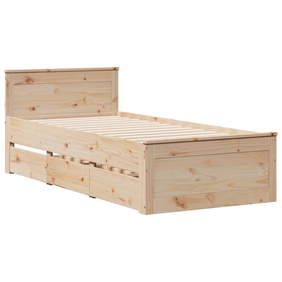 Cama con estantería sin colchón madera maciza de pino 90x190