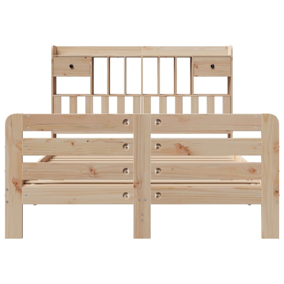 Cama con estantería sin colchón madera maciza de pino