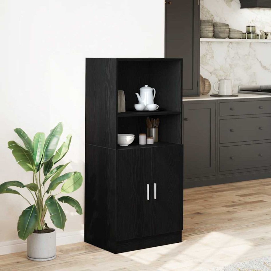 Mueble de cocina madera de ingeniería negro 57x41,5x131,5