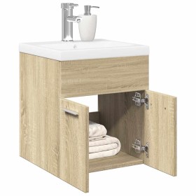 Set de muebles de baño 2 pzas madera contrachapada roble