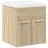 Set de muebles de baño 2 pzas madera contrachapada roble