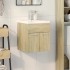 Set de muebles de baño 2 pzas madera contrachapada roble