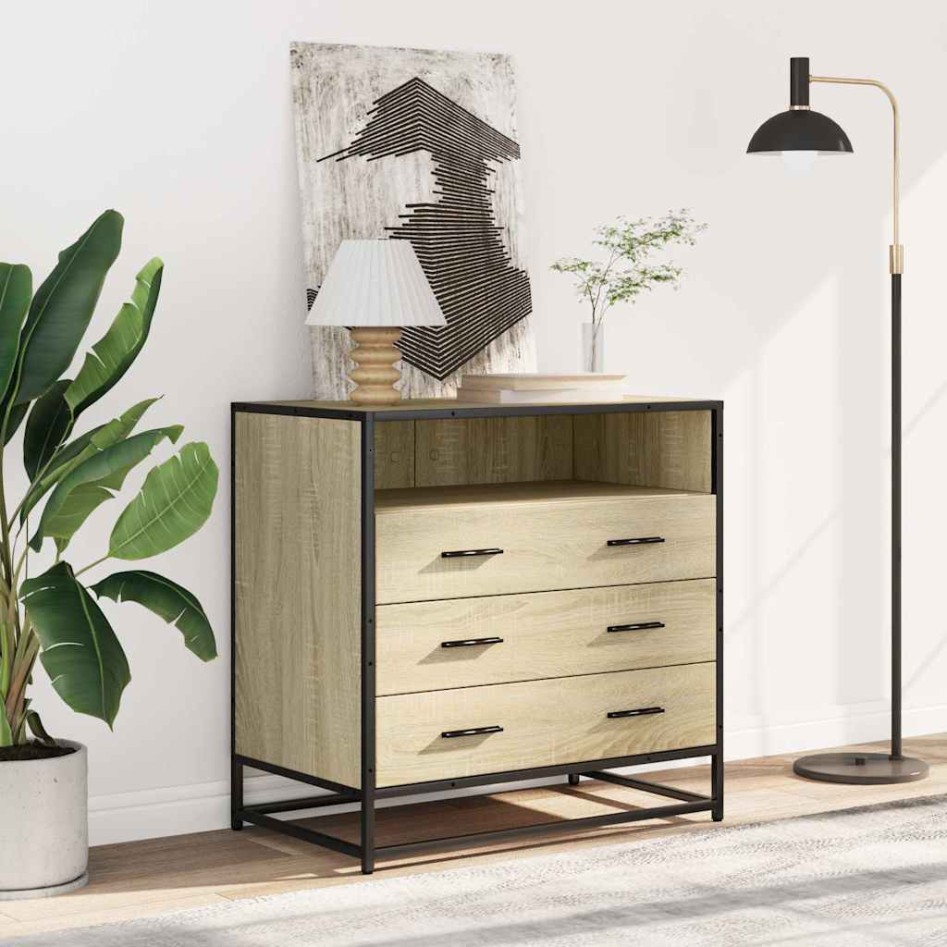 Cajonera de madera contrachapada color roble sonoma 70x41x70