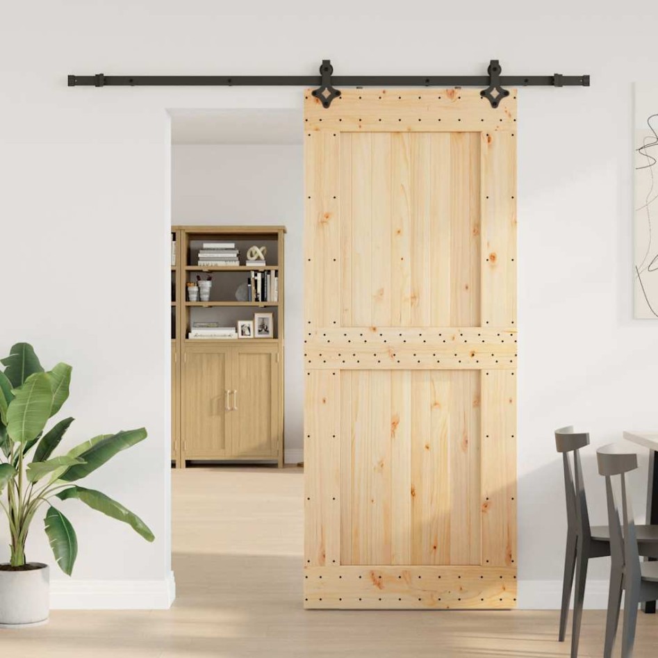 Puerta corredera con herrajes madera maciza de pino 95x210