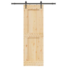 Puerta corredera con herrajes madera maciza de pino 70x210