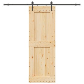 Puerta corredera con herrajes madera maciza de pino 80x210
