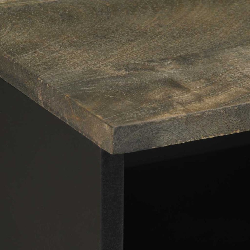 Mesitas de noche 2 uds madera maciza de mango negro 40x33x46