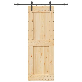 Puerta corredera con herrajes madera maciza de pino 80x210