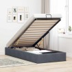 Estructura de cama otomana sin colchón terciopelo gris oscuro