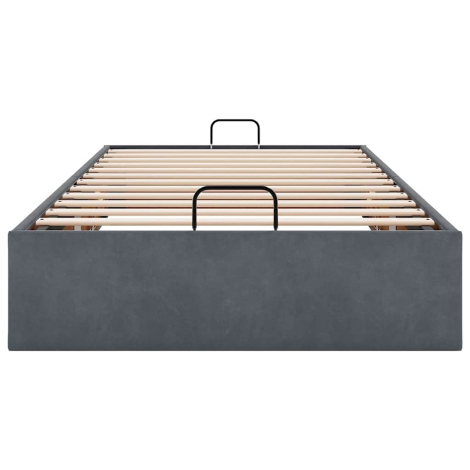 Estructura de cama otomana sin colchón terciopelo gris