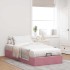 Estructura de cama otomana sin colchón terciopelo rosa