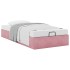 Estructura de cama otomana sin colchón terciopelo rosa
