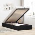 Estructura cama otomana sin colchón terciopelo negro 90x200