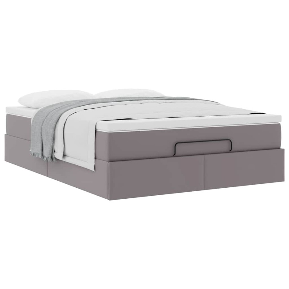 Estructura cama otomana colchón cuero sintético gris