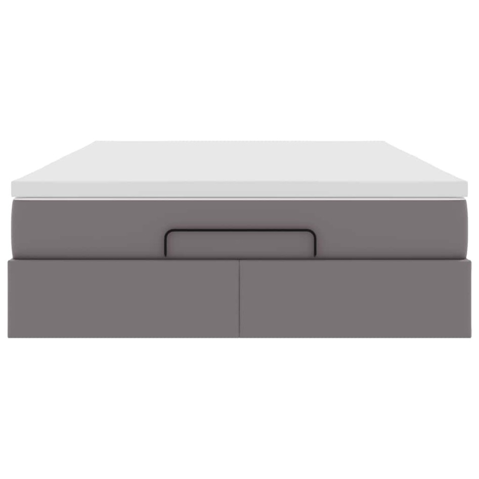 Estructura cama otomana colchón cuero sintético gris