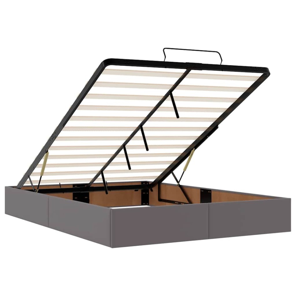 Estructura cama otomana colchón cuero sintético gris