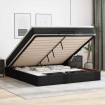Estructura cama otomana colchón cuero sintético negro 160x200cm