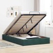 Estructura de cama otomana sin colchón terciopelo verde oscuro