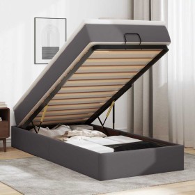 Estructura cama otomana colchón cuero sintético gris 90x200