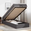 Estructura cama otomana colchón cuero sintético gris 90x200 cm