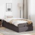 Estructura cama otomana colchón cuero sintético gris 90x200