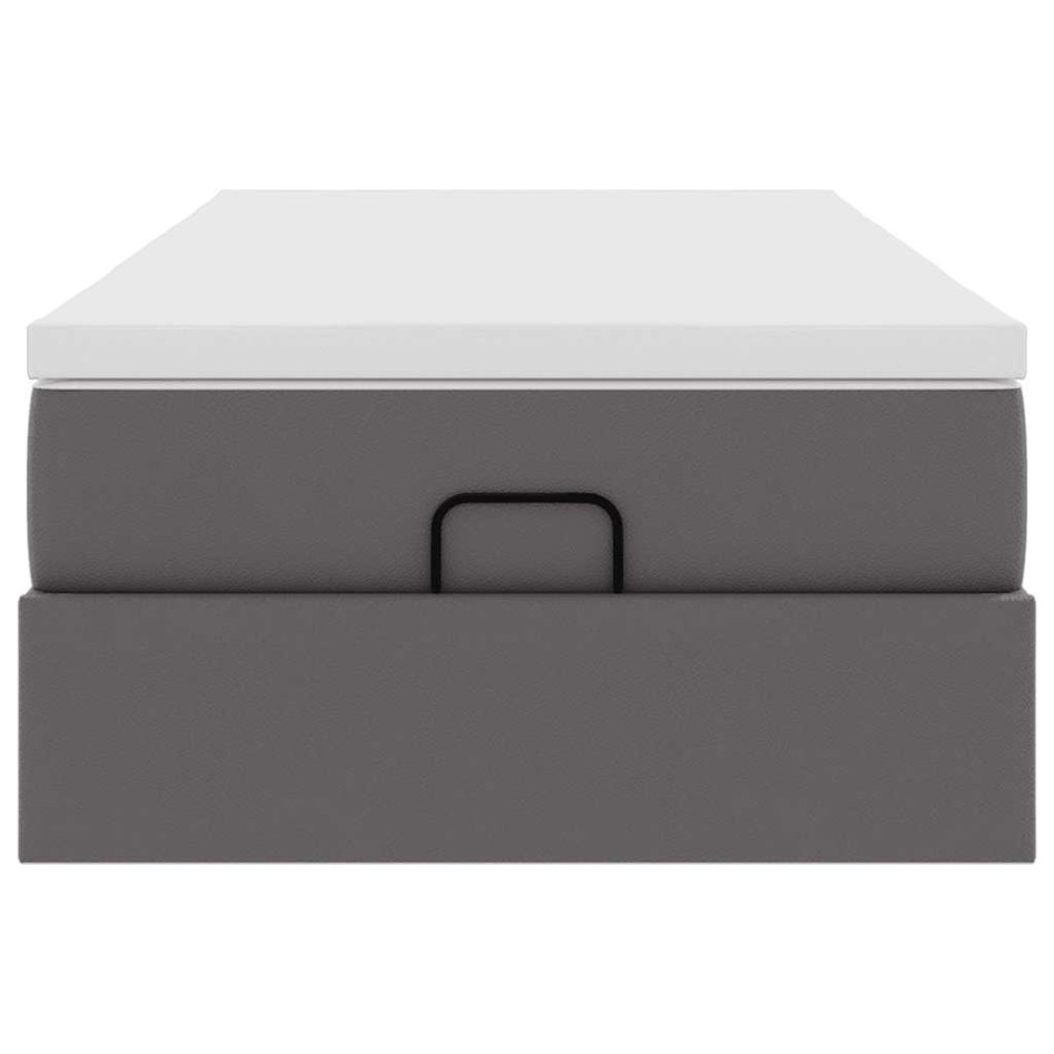 Estructura cama otomana colchón cuero sintético gris 90x200