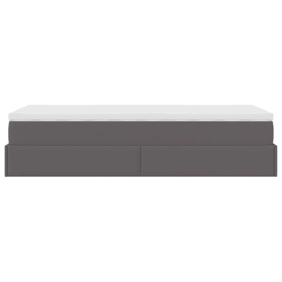 Estructura cama otomana colchón cuero sintético gris 90x200