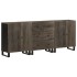 Aparadores 3 piezas madera maciza mango negro 60x33x75