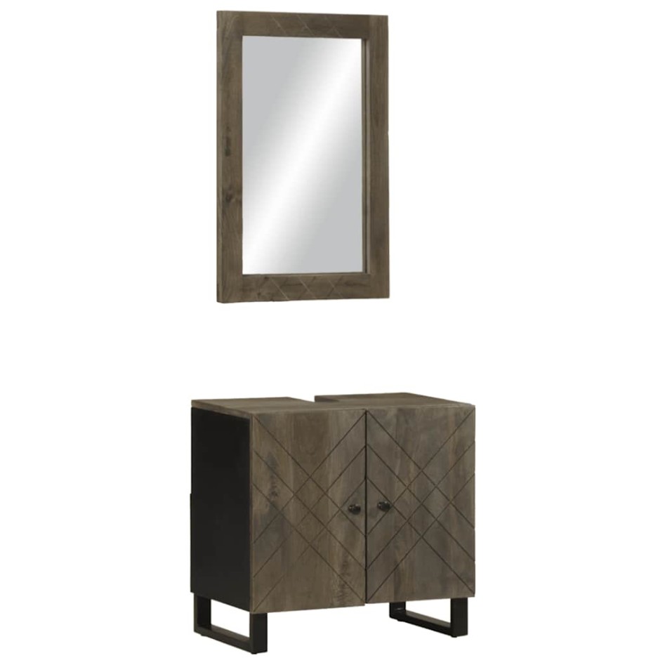Conjunto de muebles de baño 2 piezas madera maciza mango