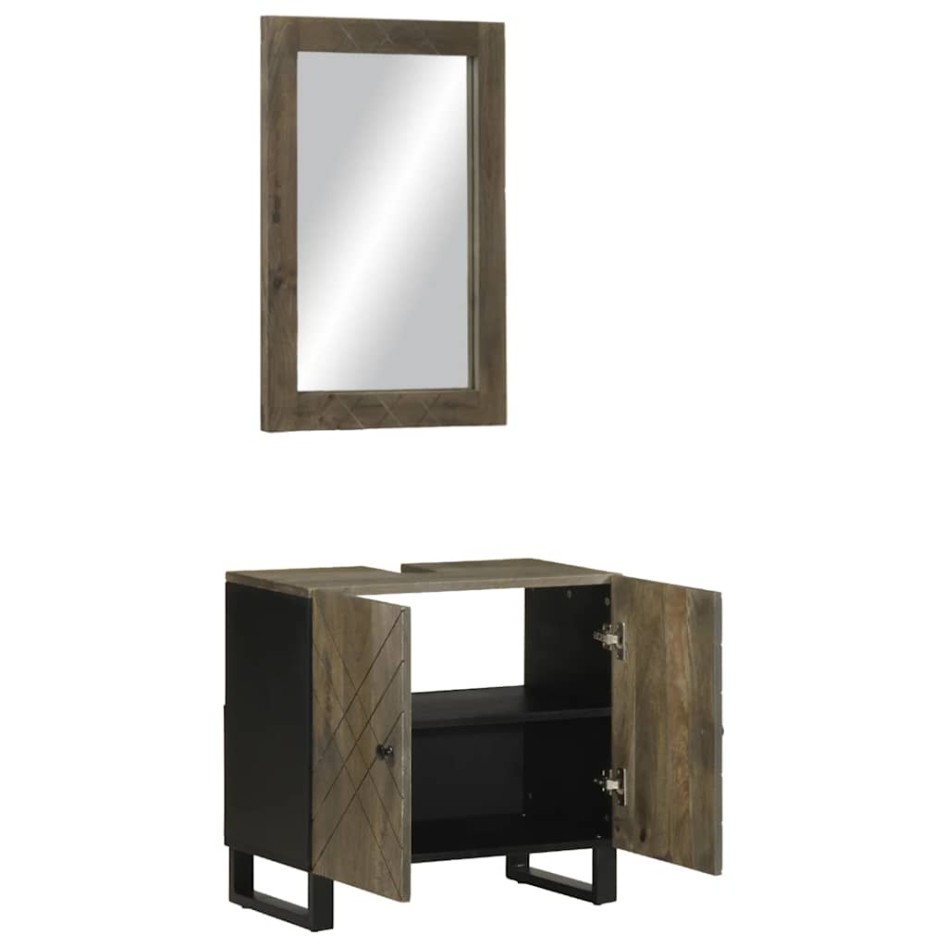 Conjunto de muebles de baño 2 piezas madera maciza mango