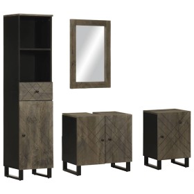 Conjunto de muebles de baño 4 piezas madera maciza mango