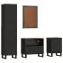 Conjunto de muebles de baño 4 piezas madera maciza mango