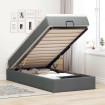 Estructura cama otomana colchón tela gris oscuro