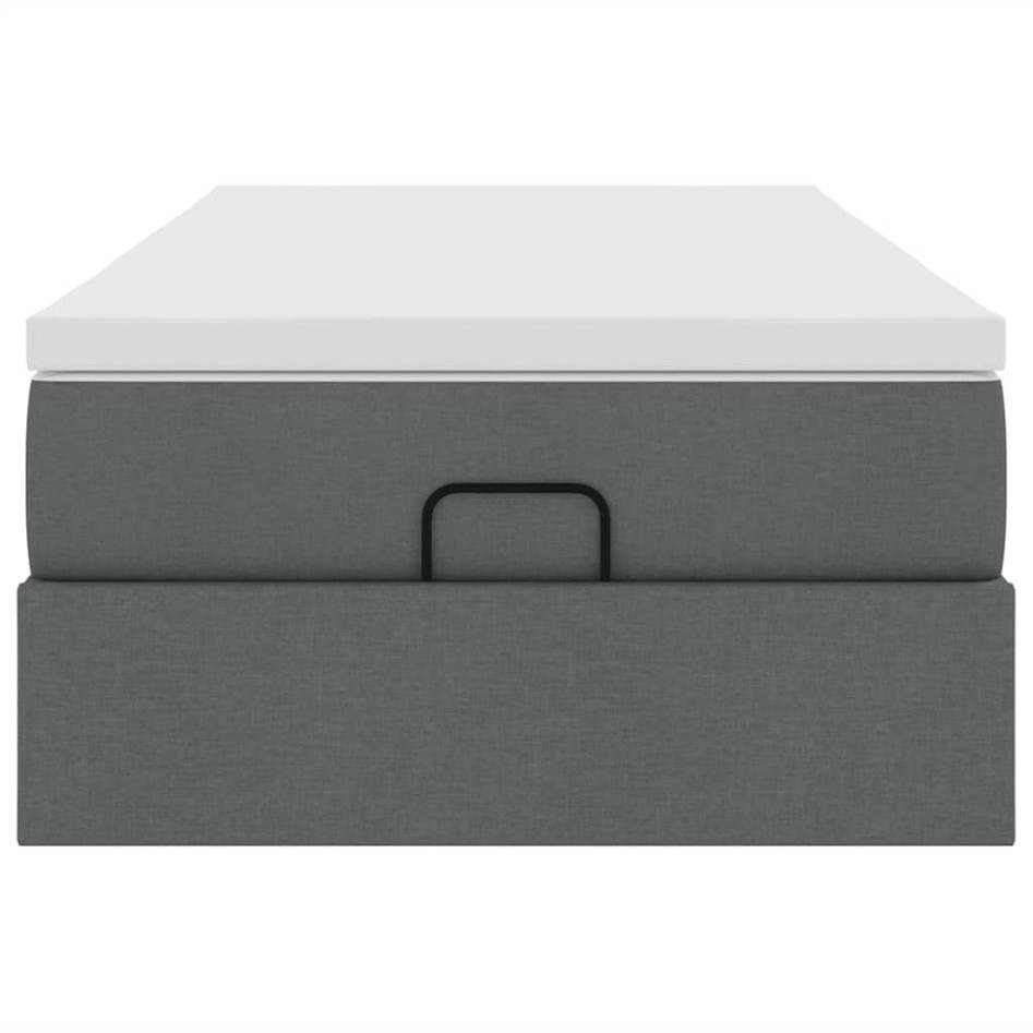 Estructura cama otomana colchón tela gris