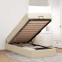 Estructura de cama otomana con colchón tela crema