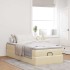 Estructura de cama otomana con colchón tela crema