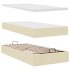 Estructura de cama otomana con colchón tela crema