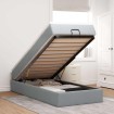 Estructura de cama otomana con colchón tela gris claro 90x200cm