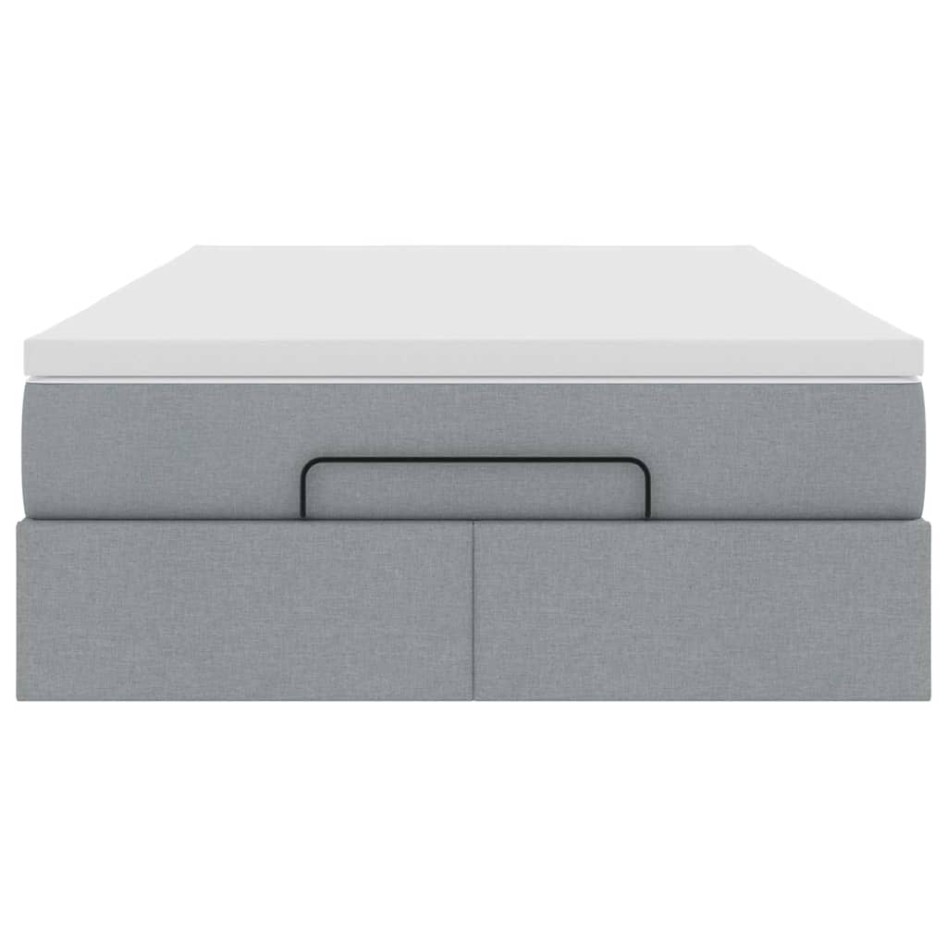 Estructura de cama otomana colchón tela gris claro