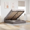 Estructura de cama otomana colchón tela gris pardo 140x200cm