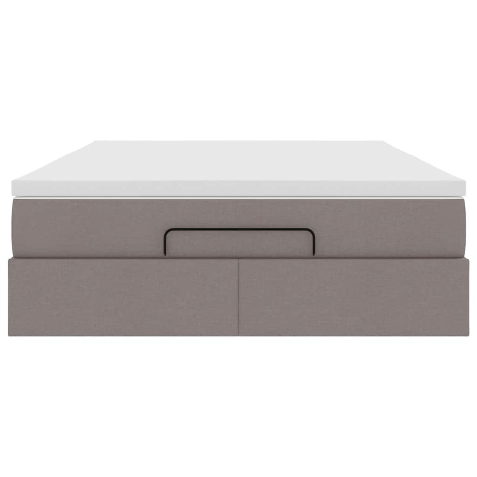 Estructura de cama otomana colchón tela gris pardo