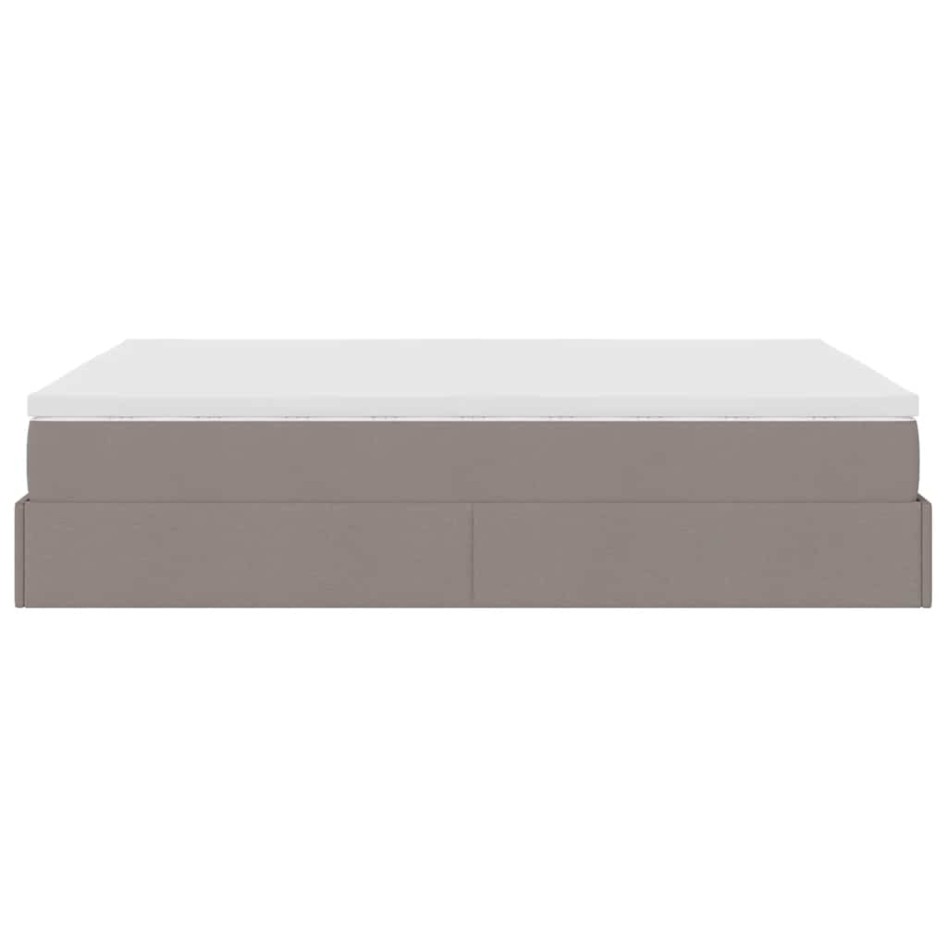 Estructura de cama otomana colchón tela gris pardo