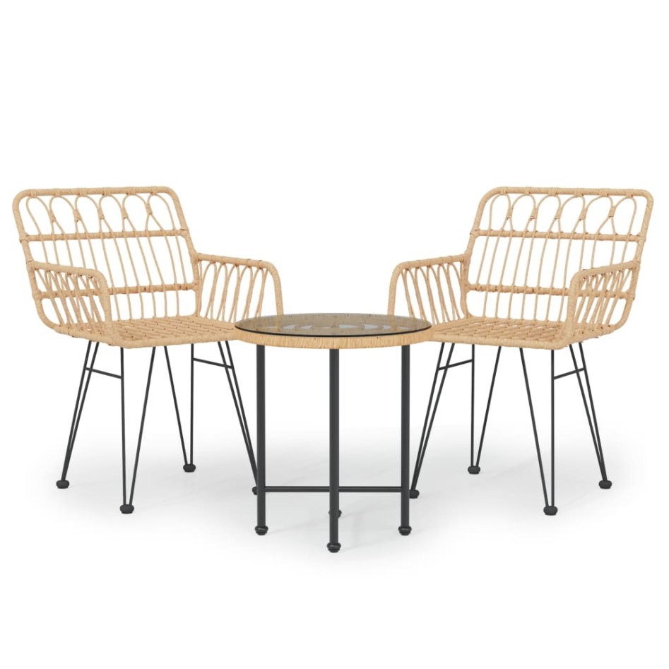 Juego de comedor de jardín 3 piezas ratán