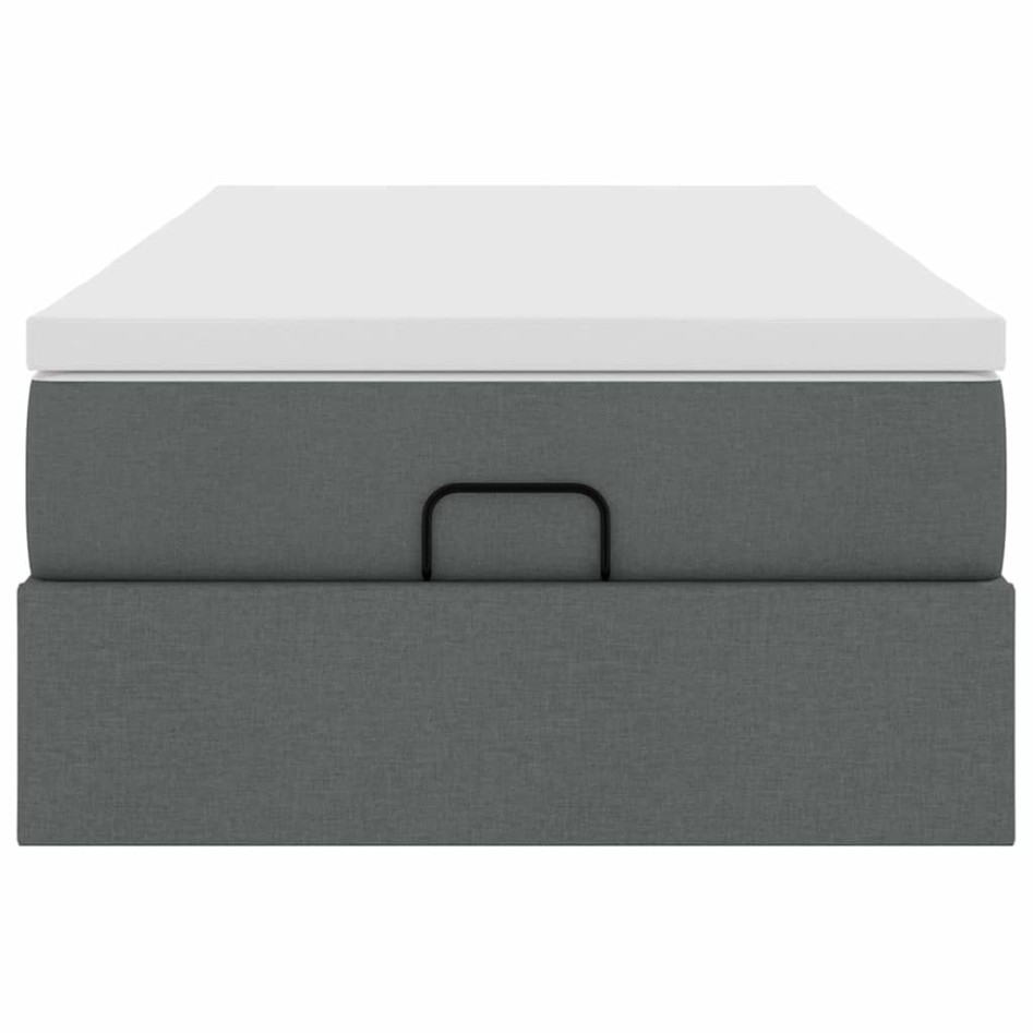 Estructura cama otomana colchón tela gris oscuro