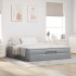 Estructura de cama otomana colchón tela gris claro
