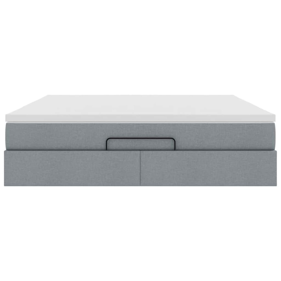 Estructura de cama otomana colchón tela gris claro