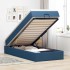 Estructura de cama otomana con colchón tela azul 90x200