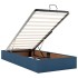 Estructura de cama otomana con colchón tela azul 90x200